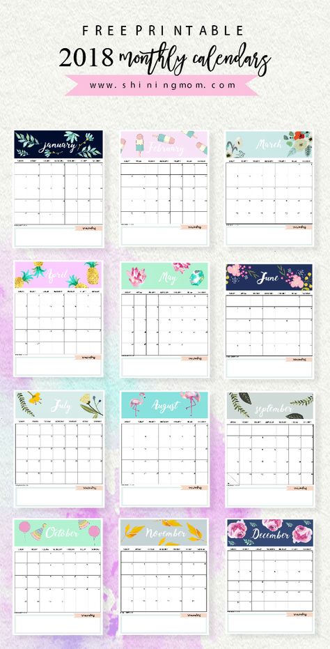 Use this calendar 2018 printable to plan your year ahead! Each 2018 monthly calendar comes cute and lovely! Calander Printable, Free Calendars, Calendar 2019, Calendar 2018, Cute Calendar, 2020 Calendar, Printable Calendars, Free Calendar, School Calendar