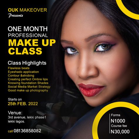 Makeup Class Poster Design, Class Flyer Design, Digital Flyer Design, Class Poster Design, Makeup Masterclass, Digital Flyer, Class Poster, Ombre Lips, Business Flyer Design