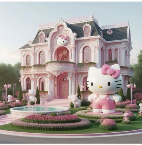 Hello Kitty Mansion, Pochacco Cinnamoroll, Kitty House, Hello Kitty Decorations, Sunshine Homes, Order Packaging, Hello Kitty House, Hello Kitty Rooms, Cartoon House