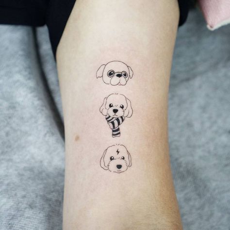 When you love your pets and Harry Potter Line Dog Tattoo, Fine Line Dog Tattoo, Harry Potter Dog, Paw Print Jewelry, Harry Potter Tattoo, Love Your Pet, Printed Jewelry, Dog Tattoo, Little Tattoos