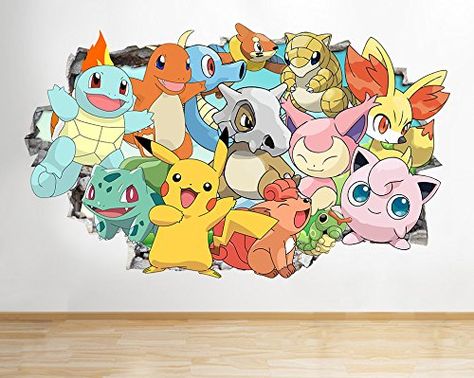 nice       £12.99  Top Quality Vinyl DecalEasy to apply and remove without damaging wallSuitable for all smooth surfacesMade in the UK/Ireland100...  Check more at http://fisheyepix.co.uk/shop/pokemon-go-x-y-game-characters-wall-decal-poster-art-stickers-vinyl-room-medium-52x30cm/ Pokemon Wall Painting, Pokemon Mural Bedroom, Pokémon Wall Art, Pokemon Wall Decor, Pokémon Mural, Pokemon Themed Bedroom, Pokemon Mural, Pokemon Room Decor, Pokemon Wall Stickers