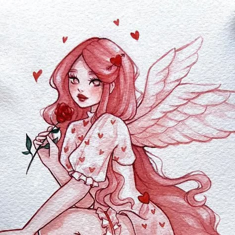 Valentine Drawing, Valentines Day Drawing, Fairy Drawings, Posca Art, Valentines Art, Best Tattoo Designs, Cute Doodle Art, The Way Back, Fairy Art