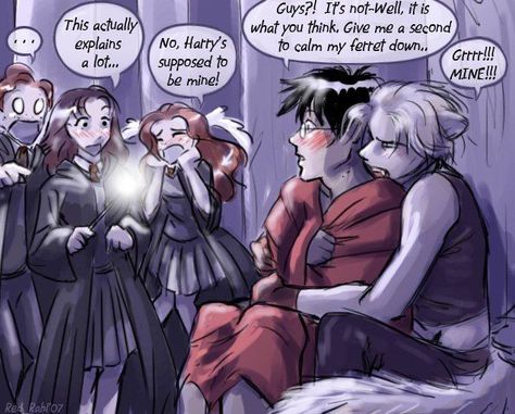 Harry Potter ~ Drarry Draco x Harry -- I just love how Harry says "my ferret" XD Darry Fanart, 가족 일러스트, Drawing Marvel, Citate Harry Potter, Art Harry Potter, Glume Harry Potter, Drarry Fanart, Harry Draco, Harry Potter Memes Hilarious