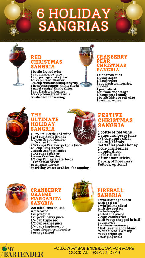 Holiday Sangrias Sangria Recipes Winter, Winter Red Sangria Recipes, Christmas Cocktail Pitcher Recipes, Christmas Pitcher Drinks, Holiday Sangria Christmas, Christmas Sangria Recipes For A Crowd, Cherry Sangria Recipes, Sangria Recipes Christmas, Wine Mixed Drinks Recipes