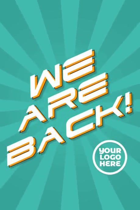 We’re Back In Business, We Are Back Poster, Re Opening Poster, Now Open Poster Design, We Are Open Poster, We Are Back In Business, Retro Advertisements, Story Animation, Facebook Story