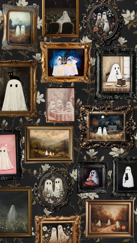 #ghost #family #vintage #halloween Ghost Family Portrait, Vintage Halloween Art Wallpaper Iphone, Whimsigoth Wallpaper, Ghost Collage, Fancy Background, Ghost Family, Vintage Halloween Art, Fall Mood, Patterns Wallpaper