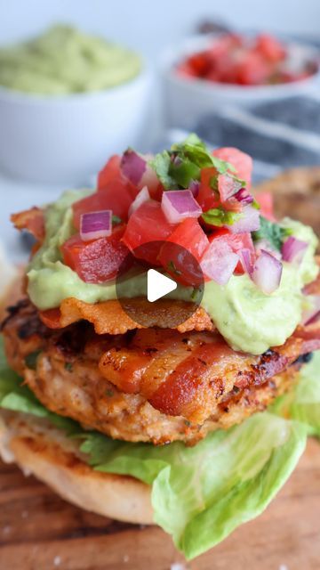 Nicole Kendrick on Instagram: "This healthy chicken burger recipe is grilled to perfection in just 10 minutes. The ground chicken is full of flavor, seasoned with Mexican-inspired spices like chili powder, smoked paprika, cilantro, lime, and jalapeño. These chicken patties are gluten-free, dairy-free, whole 30, paleo, keto, and grain free. I would say they check almost all of the dietary boxes! 

for the full recipe visit my website www.goldengracekitchen.com and search healthy chicken burger or you can Google golden grace kitchen, healthy chicken burger. Link in bio also. 

#chickenburger #burgerrecipe #grilledburgers #grilledburger #groundchicken #mexicanburger #guacamole #glutenfree #healthyrecipes #cleaneating" Paleo Chicken Burgers, Pesto Chicken Burgers, Chicken Corn Zucchini Burgers, Ground Chicken Zucchini Burgers, Chili Lime Chicken Burgers, Chicken Burger Recipe, Mexican Burger, Chicken Burgers Recipe, One Pan Chicken