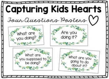 Capturing Kids Hearts Four Questions Posters -... by Just Peachy in Fifth | Teachers Pay Teachers Capturing Kids Hearts, School Procedures, Collaborative Classroom, Responsive Classroom, Classroom Behavior Management, Student Behavior, 3rd Grade Classroom, Classroom Behavior, Reading Workshop