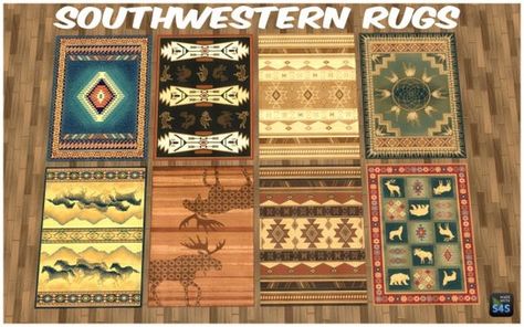 Sims 4 Native American, Southwestern Rugs, Native American Village, Sims 4 Decades Challenge, Western Rugs, Sims 4 Bedroom, Sims 4 Cc Shoes, Sims 4 Mm Cc, Sims 4 Cc Makeup