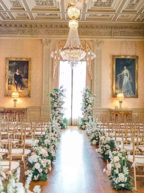 A Romantic Garden-Inspired Wedding in Rhode Island Elegant Wedding Ceremony, Regency Wedding, Romantic Florals, Newport Wedding, Rhode Island Wedding, European Wedding, Wedding Cakes Vintage, Newport Rhode Island, Sophisticated Wedding