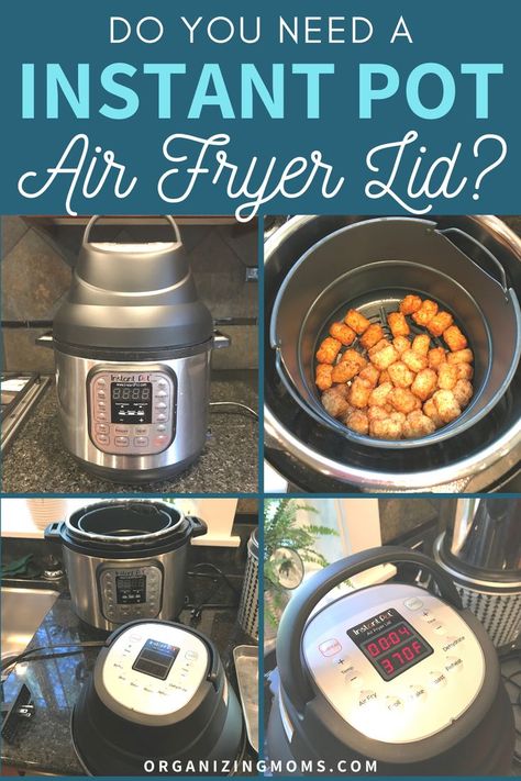 Instant Pot Accessories for Air Fryer. My totally honest Instant Pot Air Fryer Lid review. Find out how you can turn your existing Instant Pot into an air fryer, and see if an air fryer lid would work for you. #InstantPot #AirFryer #organizingmoms Instant Pot Air Fryer, Instant Pot Accessories, Pot Accessories, Cooks Air Fryer, Air Fried Food, Air Fryer Dinner Recipes, Air Fryer Healthy, Instant Recipes, Instant Pot Dinner Recipes