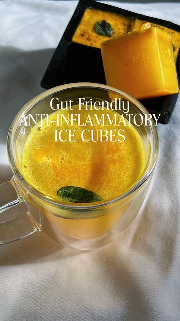 Healing Gut, Pepper Mint, Health Drinks, Turmeric Recipes, Ginger Turmeric, Turmeric Benefits, Fresh Mint Leaves, Ice Cube Trays, Health Drink