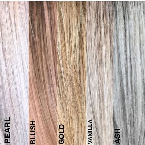 Blonde Tones Chart, Blonde Hair Color Chart, Toner For Blonde Hair, Champagne Blonde Hair, Pearl Blonde, Gold Hair Colors, Hair Toner, Hair Color Chart, Champagne Blonde