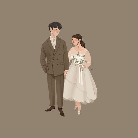 Wedding (portrait) on Behance Cartoon Wedding Invitations, Couple Illustration Wedding, Wedding Drawing, Custom Portrait Illustration, Wedding Logo Design, Draw Cute, Wedding Illustration, Portrait Wedding, Couple Illustration