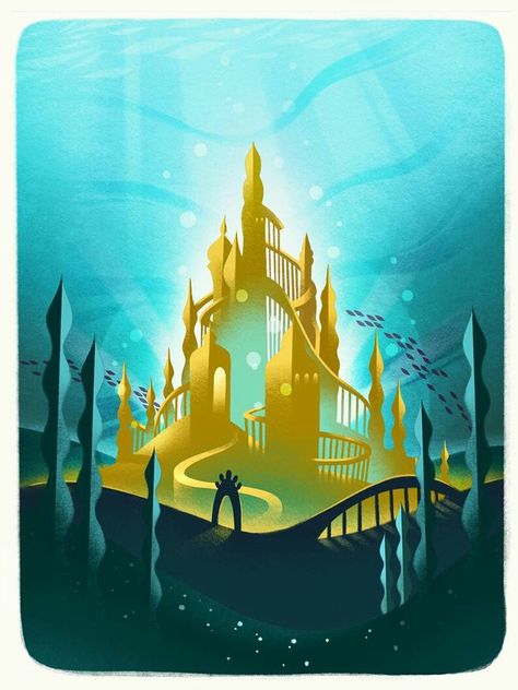 Ariel Castle, Disney Stained Glass, Castle Illustration, Fairy Tail Photos, Disney Room Decor, Mermaid Poster, Mermaid Lagoon, Disney Rooms, Disney Ariel