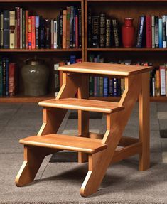 Library Wood, Library Steps, Wood Step Stool, Woodworking Plans Pdf, Wooden Step Stool, Step Stools, Wood Steps, Stool Wood, Wooden Steps