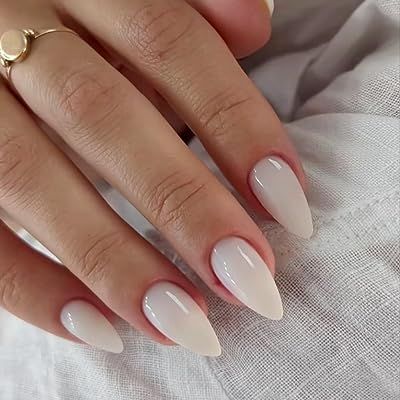 White Almond Shaped Nails, White Almond Nails, Almond Shaped Nails, Summer Nails Almond, Shaped Nails, Almond Shape Nails, Almond Nails Designs, Pearl Nails, White Nail Designs