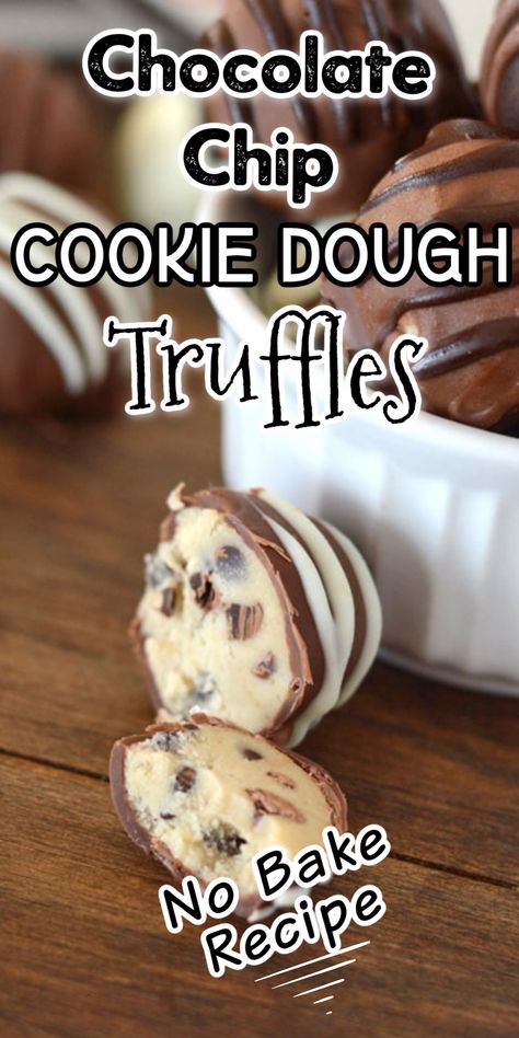 Chocolate Chip Cookie Dough Truffles, Ball Cookies, Chocolate Ball, Truffle Cookies, Homemade Truffles, Dessert Truffles, Cookies With Chocolate, Cookie Dough Truffles, Bite Size Desserts