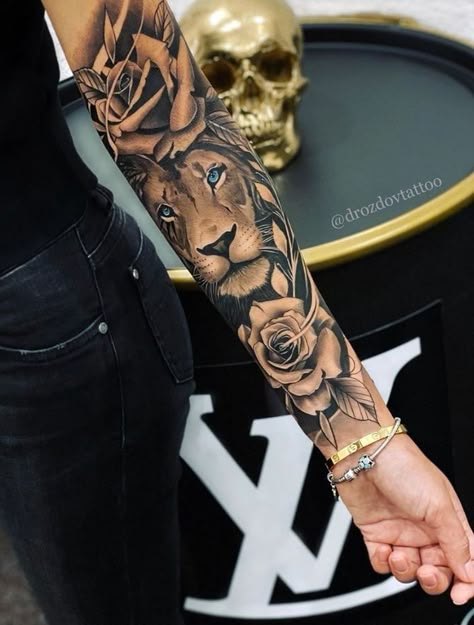 Polynesian Tattoos Women, Half Sleeve Tattoos Forearm, Lion Tattoo Sleeves, Feminine Tattoo Sleeves, Forarm Tattoos, Forearm Sleeve Tattoos, Forearm Tattoo Women, Stylist Tattoos, Thigh Tattoos Women