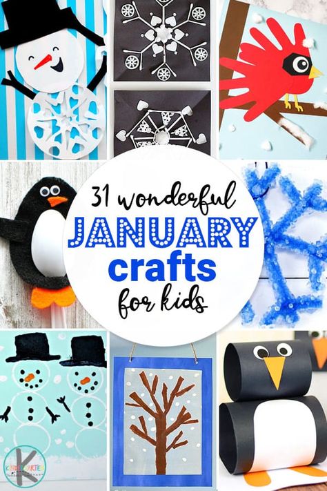 31 Wonderful January Crafts for Kids - get ready to have fun making winter crafts together with these snowman, penguin, snowflake, snow, and more cute crafts for kids #wintercrafts #januarycrafts #craftsforkids #preschoolcrafts January Crafts For Kids, January Craft, Snow Crafts, Winter Crafts Preschool, January Art, January Activities, Makeup Dark, January Crafts, Winter Kindergarten