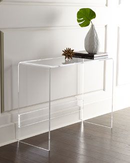 $829 H7D57  Carillo Acrylic Console Acrylic Furniture Decor, Acrylic Tables, Clear Furniture, Acrylic Console Table, Nantucket House, Lucite Furniture, Emerald Velvet, Console Table Living Room, Acrylic Furniture