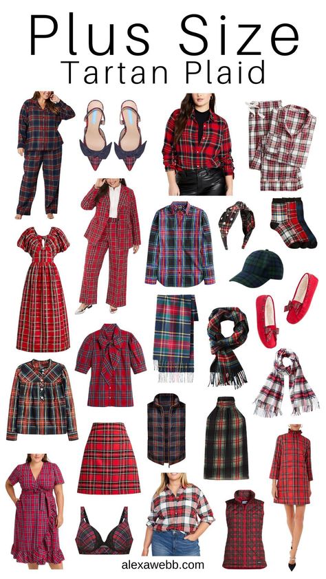 Alexa Webb 2024, Burns Night Outfits, Plaid Clothes, Red Plaid Pants, Alexa Webb, Plaid Party, Tartan Fashion, Plaid Jumper, Women's Plus Size Jeans