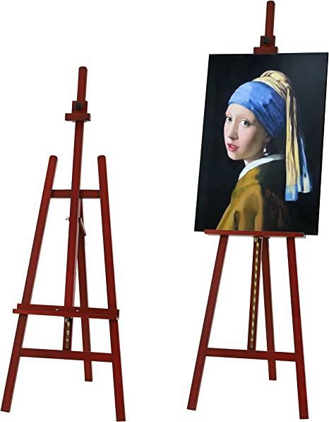 VISWIN Adjustable Height Display Easel 57" to 76", Holds Canvas up to 43", Holds 22 lbs, Beech Wood Art Easel for Painting, Easy to Assemble Floor Wooden Easel Stand for Adults, Beginners - Walnut Easel For Painting, Floor Easel, Painted Wood Floors, Easel Painting, Artist Easel, Wood Easel, Display Easel, Easel Stand, Wooden Easel