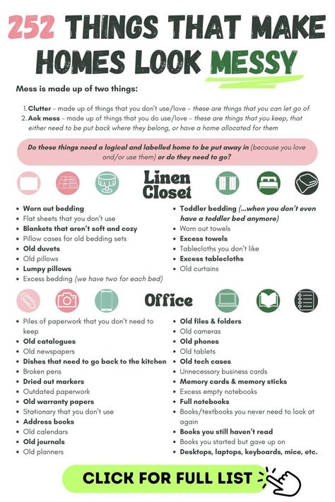 Hello lovely, need a fresh start? This post offers a decluttering checklist with 252 things to clear out, helping your home feel lighter and more organized. Download the free PDF to guide you through! #DeclutteringChecklist #DeclutterAndOrganizeChecklist #OrganizeYourHome Home Organization List, Declutter List, Keep A Clean House, Decluttering List, Life Organization Binder, Decluttering Checklist, Things To Declutter, Declutter Checklist, Decluttering Inspiration