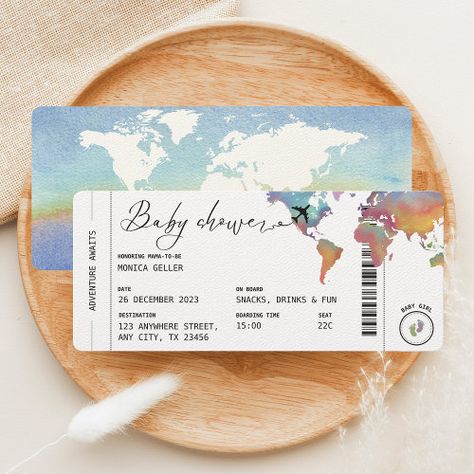 Boarding Pass Travel Gender Neutral Baby Shower Invitation #zazzle #weddinginvitations #birthdayinvitations #babyshowerinvitations #zazzleinvitations #monogram #businesscards #graduation #homedecor Adventure Awaits Gender Reveal, Travel Gender Reveal Ideas, Travel Shower Theme, Our Next Adventure Baby Shower Theme, Travel Gender Reveal, Travel Theme Baby Shower Ideas Girl, Travel Theme Gender Reveal Ideas, Flight Baby Shower Theme, Travel Theme Baby Shower Ideas Boy