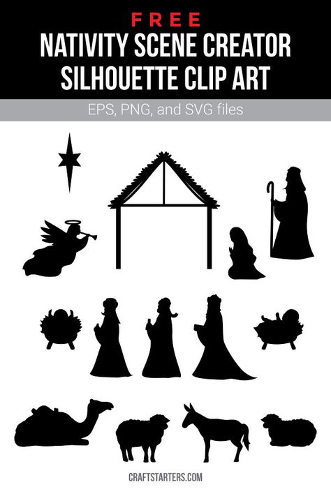 Svg Free Files For Cricut Christmas Nativity, Navity Scene Silhouette, Cricut Nativity Scene Free, Manger Scene Silhouette, Svg Nativity Scene Free, Manger Template Free Printable, Free Nativity Silhouette Printable, Cricut Nativity Scene, Shadow Nativity Scene