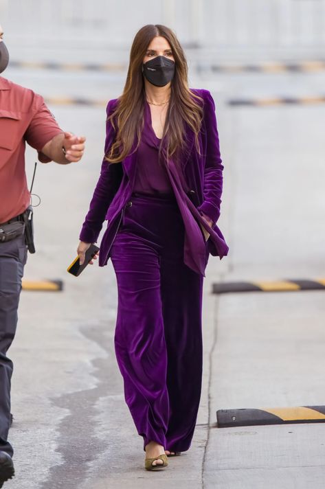 Sandra Bullock Fashion, Velvet Suits Women, Luxury Suit, Party Wear Suits, Purple Suit, Dress Dinner, Purple Wedding Dress, Purple Vests, Purple Suits