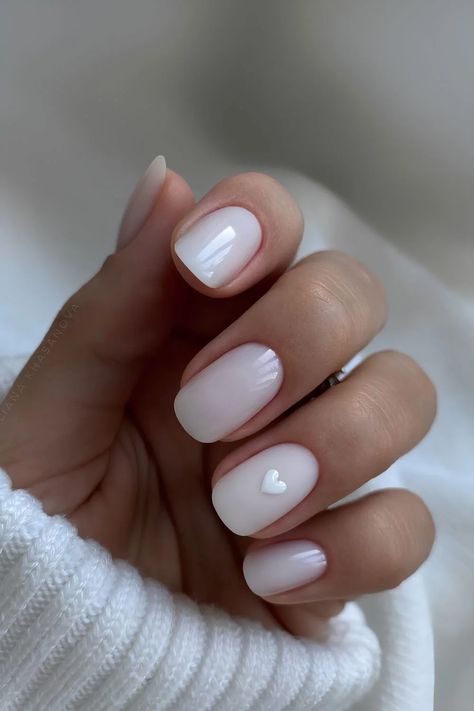 40 White Winter Nail Designs Everyone Will Be Copying This Season White Winter Nail Designs, White Winter Nails, Ballerina Nails Short, Bridal Nails Designs, Engagement Nails, Bunny Nails, Plain Nails, Squoval Nails, Subtle Nails