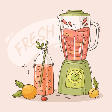 Smoothie Drawing, Glass Illustration, Summer Drawings, Smoothie Blender, Vector Hand, Summer Pictures, Doodle Drawings, Line Drawing, Food Art