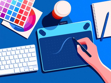 Graphic Design Career, Tech Illustration, Laptop Illustration, Graphic Design Careers, Dribbble Design, Illustration Process, Learning Graphic Design, Design Career, Creative Block