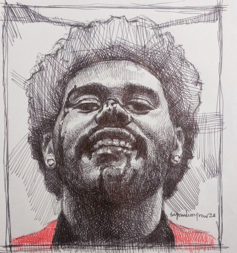 The Weeknd Drawing, فنسنت فان جوخ, Pen Art Work, Random Drawings, Prismacolor Art, Drawing Cartoon Faces, Draw Ideas, X Picture, Face Sketch