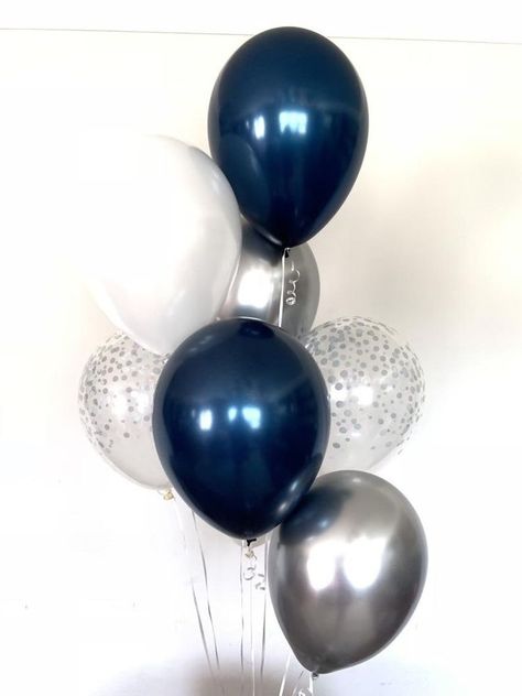 Navy Balloons, Diamonds And Denim Party, Denim Diamonds, Navy Bridal Shower, Gold Letter Balloons, Silver Balloons, Rose Gold Bridal Shower, Deco Ballon, Bridal Shower Balloons