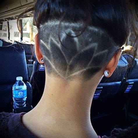 Nape undercut hairstyle designs: Lotus. http://strayhair.com/hairstyles/12-nape-undercut-hairstyle-designs/ Back Of Head Shaved, Undercut Hair Designs, Undercut Designs, Shaved Hair Designs, Haircut Designs, Hair Tattoos, Undercut Hairstyles, Shaved Hair, Great Hair