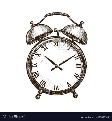 Clock Drawing Sketches, Alarm Clock Tattoo, Alarm Clock Drawing, Alarm Clock Illustration, Clock Reference, Clock Sketch, Clock Illustration, Clock Drawing, Clock Drawings