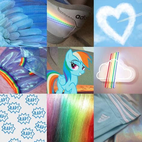 Rainbow Dash Moodboard, Mlp Moodboards, Rainbow Dash Aesthetic, Pony Aesthetic, Fandom Culture, Mlp Unicorn, Mlp Aesthetic, Character Vibes, Mlp Characters