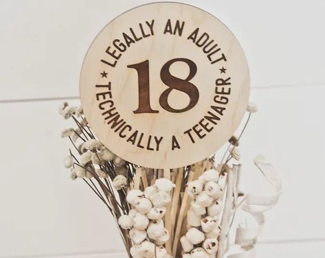 Funny 18 birthday party decoration, 18th birthday cake topper, birthday for him, birthday for her, birthday centerpiece, 18th birthday sign Boys 18th Birthday Cake, 18th Party Ideas, 18th Birthday Party Themes, 18th Birthday Decorations, Birthday Centerpiece, Birthday Table Decorations, 18th Birthday Cake, Birthday Centerpieces, Boy Decor