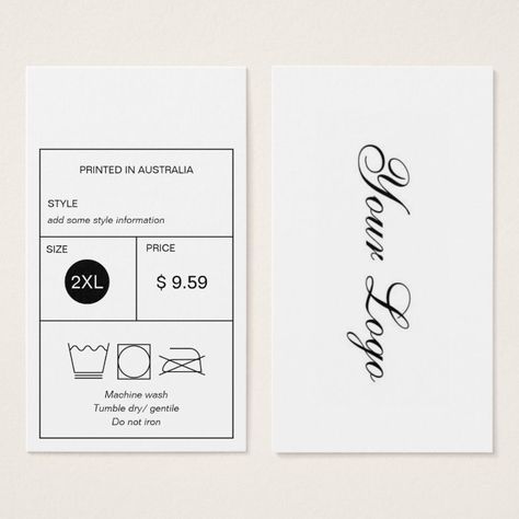 Logo Clothing Price Hang Tag - Clothing Label Price Tag Design Clothing, Price Tag Design Ideas, Hangtag Design Clothing, Price Tags For Clothing, Clothing Price Tag, Clothing Tag Design, Hangtag Design, Price Tag Design, Washing Symbols