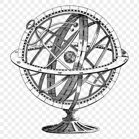 Astronomy Illustration, Vintage Astronomy, Drawing Vintage, Armillary Sphere, Creative Commons Images, Astronomy Art, Bird Cage Decor, Vintage Png, Book Stamp