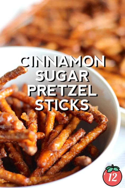 When I came across these Cinnamon Sugar Pretzel Sticks, the first thing I thought of was the sweet smell of Auntie Anne’s cinnamon soft pretzels at the mall. It gets me every time. So, I knew if these pretzel sticks were at all similar to my favorite mall treat they were going to be a keeper. And they sure were! Cinnamon Pretzels, Auntie Anne, Cinnamon Sugar Pretzels, Salty Sweet Snacks, Tomatoes Recipes, 12 Tomatoes Recipes, Mini Pretzels, Pretzel Sticks, Snack Mix Recipes