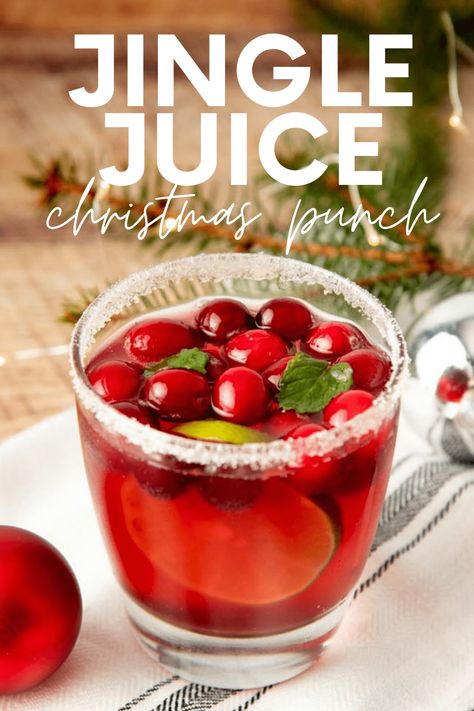 Boozy Christmas Punch, Christmas Jungle Juice, Jingle Juice, Holiday Punch Recipe, Christmas Party Drinks, Alcoholic Punch Recipes, Yummy Summer Drinks, Christmas Punch Recipes, Hot Cocktails