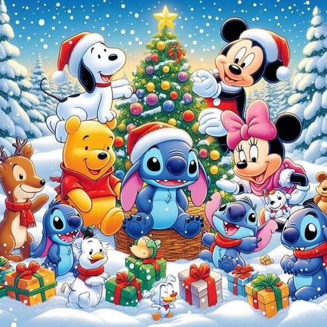 Christmas Cartoon Pictures, Merry Christmas Disney, Disney Characters Christmas, Disney Merry Christmas, Christmas Cartoon Characters, Mickey Mouse Wallpaper Iphone, Castle Christmas, Happy Birthday Cat, Funny Minion Pictures