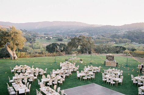 Charming California winery wedding with stunning florals via Magnolia Rouge Wedding Reception Classy, Rustic Signage, Sunstone Villa, California Winery Wedding, Al Fresco Wedding, Bride Planning, String Lights Wedding, Villa Wedding, California Wedding Venues