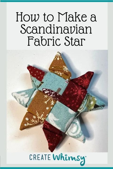 Learn how to make Scandinavian fabric stars with our step-by-step tutorial. You use four fabric strips to make these stars and can use one, two, three or four different fabrics! Scandinavian Star Ornament, Scandinavian Star, Scandinavian Christmas Ornaments, Fabric Star, Easy Ornaments, Christmas Fabric Crafts, Scandinavian Fabric, Diy Christmas Ornament, Scrap Fabric Crafts