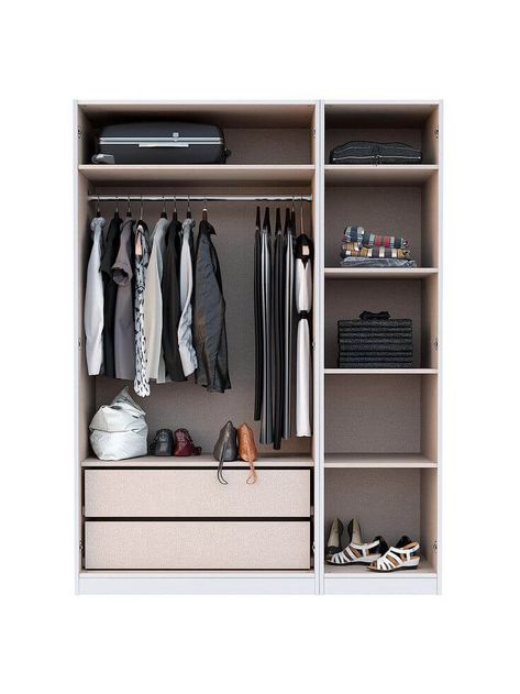 40 Space-Saving Wardrobe Design Ideas - Engineering Discoveries Wardrobe Inside Design, Wardrobe Internal Design, Bedroom Wardrobe Ideas, Organised Storage, Bedroom Wardrobe Design, Triple Wardrobe, Bedroom Cupboards, Bedroom Cupboard, Wardrobe Door Designs