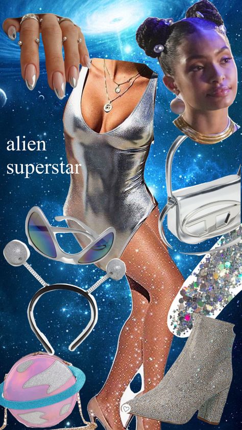 alien superstar halloween costume Space Alien Halloween Costume, Vintage Alien Costume, Retro Alien Costume, Alien Costume Diy, Superstar Costume, Alien Halloween Costumes, Diy Alien Costume, Alien Costume Women, Alien Costumes