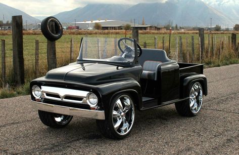 1956-ford-f100-golf-cart-pickup-truck-5-jpg.3919 Golf Cart Bodies, 1956 Ford F100, Custom Golf Carts, Golf Carts For Sale, Cart Ideas, Golf Art, Go Carts, Golf Car, Beautiful Scenes